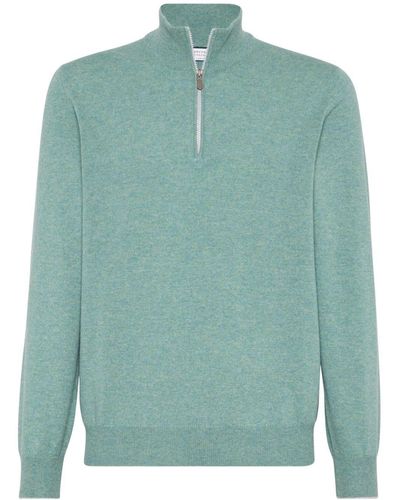 Brunello Cucinelli Turtle-neck Sweater With Zipper - Green