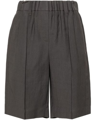 Brunello Cucinelli Pleated Wide-leg Shorts - Gray