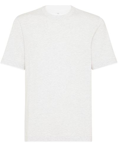 Brunello Cucinelli Crew-Neck T-Shirt With Faux-Layering - White