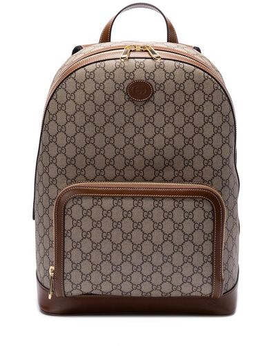 Gucci Backpack With `Interlocking G` - Brown