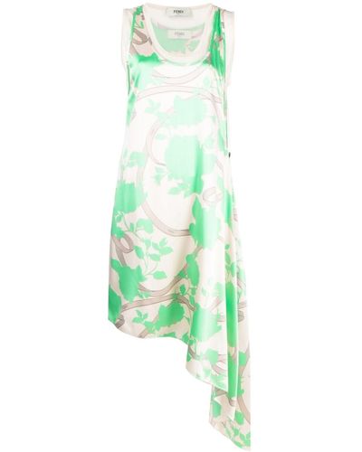Fendi ` Roses` Printed Dress - Green