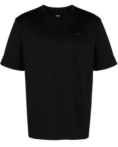 Fendi Roma-appliqué Cotton T-shirt - Black