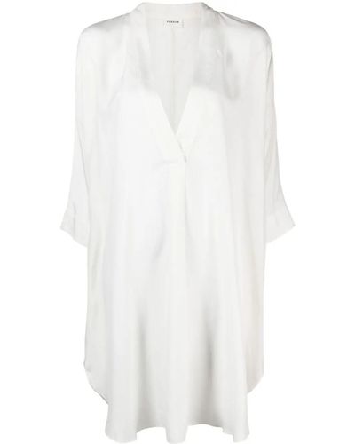 P.A.R.O.S.H. V-neck Silk Midi Dress - White