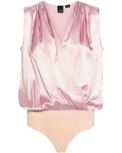 Pinko V-neck Draped Bodysuit - Pink