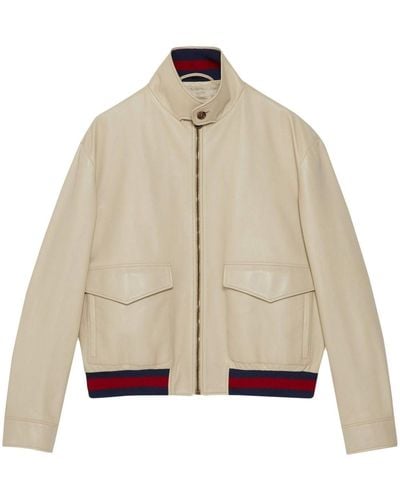 Gucci Leather Jacket With Gucci Mushrooms - Farfetch