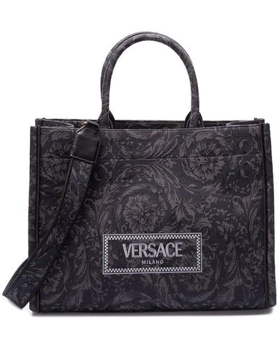 Versace Embroidered Large Tote Bag - Blue
