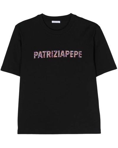 Patrizia Pepe Strass Logo T-shirt - Black