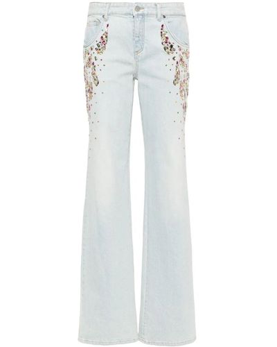 Blumarine Crystal-embellished Straight-leg Jeans - White