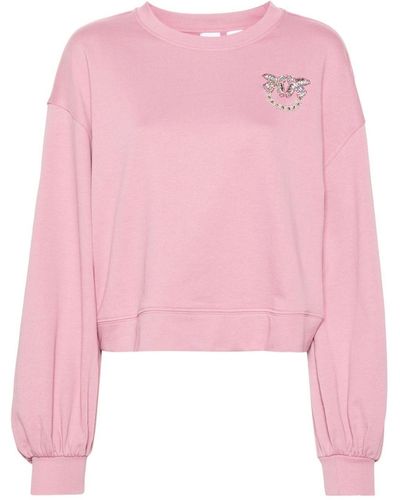Pinko Love Birds-motif Cotton Sweatshirt - Pink