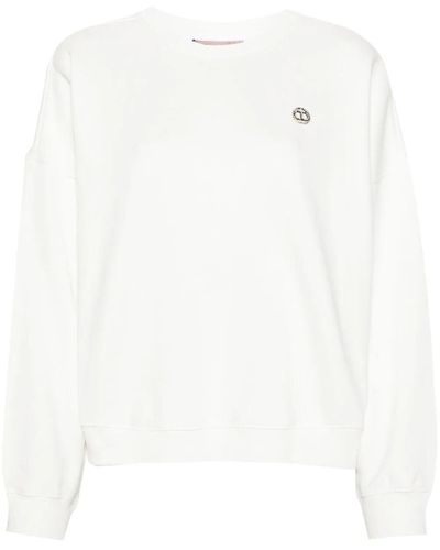 Twin Set Crew-Neck Sweatshirt With `Oval T` Detail - White