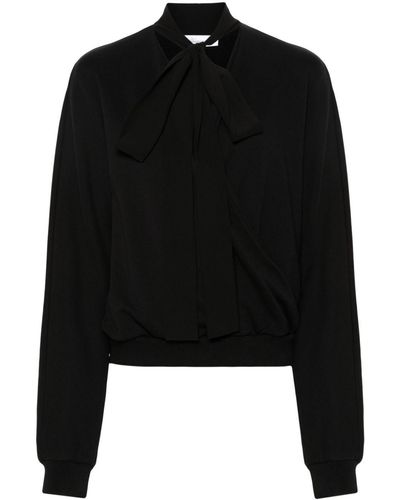 Blumarine V-neck Sweatshirt With Bow - Black