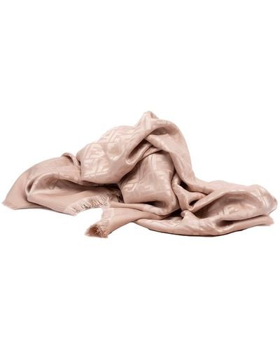 Fendi `ff` Silk And Wool Shawl - Pink