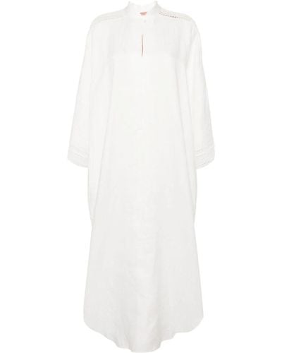 Ermanno Scervino Lace-panel Linen Maxi Dress - White