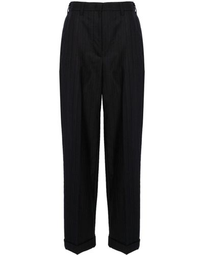 Miu Miu High-waisted Pinstripe Tailored Pants - Black