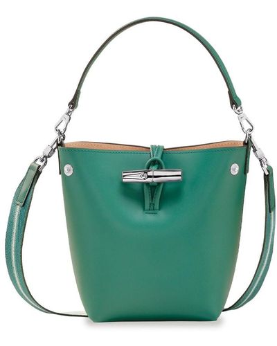 Longchamp `roseau Box` Extra Small Bucket Bag - Green