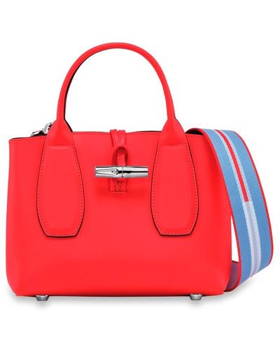 Longchamp - Authenticated Roseau Handbag - Leather Red Plain for Women, Never Worn, with Tag