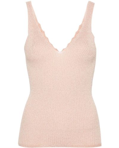 Twin Set Ribbed Knit Top - Pink
