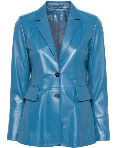 DESA NINETEENSEVENTYTWO Leather Blazer Jacket - Blue
