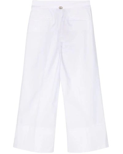 Twin Set Cropped Wide Leg Pants - Bianco