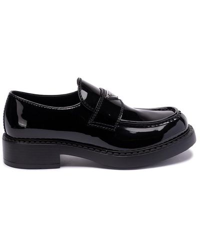 Prada `Chocolate` Patent Leather Loafers - Black