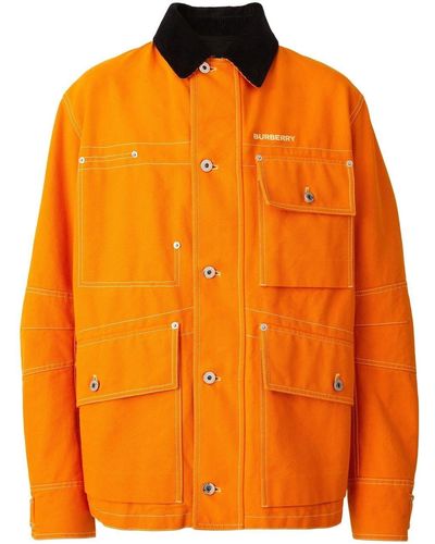 Burberry Corduroy-collar Canvas Field Jacket - Orange