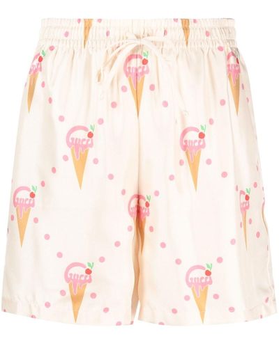Gucci Ice-cream-print Silk Shorts - Pink