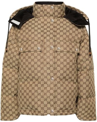 Gucci GG Cotton Canvas Down Jacket - Brown