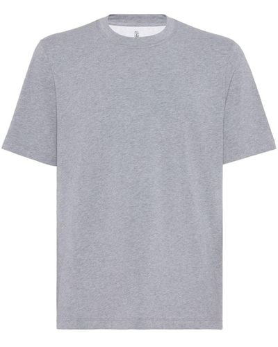 Brunello Cucinelli Mélange-effect Cotton-blend T-shirt - Gray