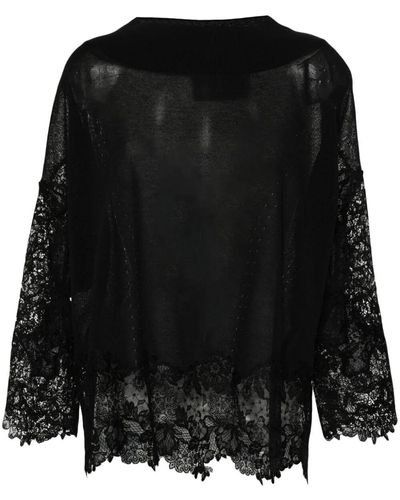 Ermanno Scervino Lace Knitted Top - Black