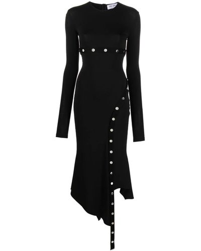 The Attico Asymmetric Midi Dress With Detachable Panels - Black