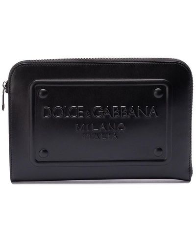 Dolce & Gabbana Small Pouch With Raised Logo - Black