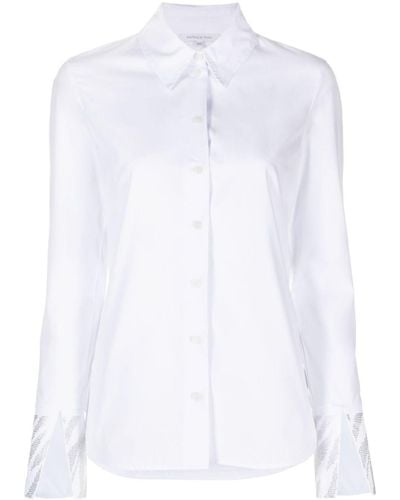 Patrizia Pepe Shirt With Cuff Strass - White