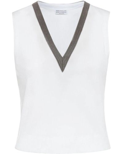 Brunello Cucinelli Vest With Monili Chain - White