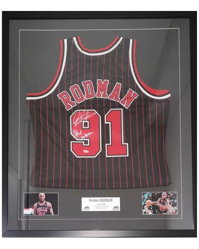 Mitchell & Ness Maillot NBA Dennis Rodman Chicago Bulls signé and authentifié Noir - Multicolore