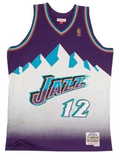 Mitchell & Ness Maillot NBA John Stockton Utah Jazz 1996-97 Hardwood Classic swingman Bleu - Violet