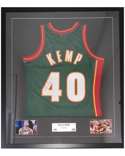 Mitchell & Ness Maillot NBA Shawn Kemp Seattle Sonics signé and authentifié Vert