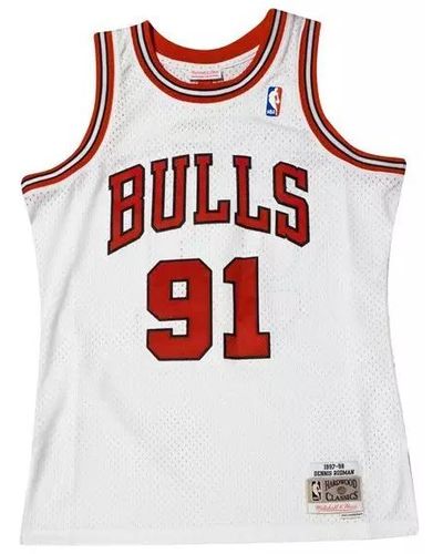Mitchell & Ness Maillot NBA Dennis Rodman Chicago Bulls 1995-96 Hardwood Classic Swingman Blanc - Rouge