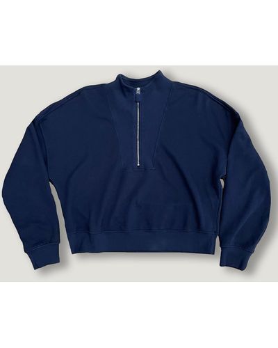 Velvet Roxie Mock Neck Zip Sweatshirt - Blue