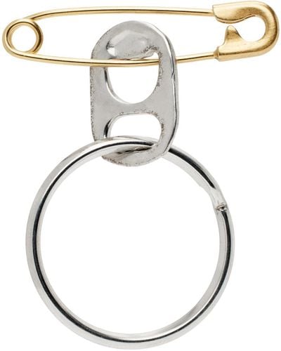 Maison Margiela Silver & Gold Safety Pin Single Earring - Metallic