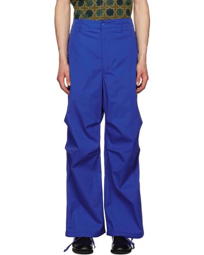 Engineered Garments Blue Pleated Trousers