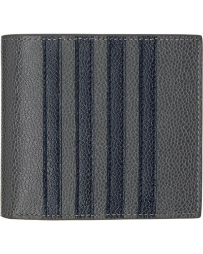 Thom Browne Thom e portefeuille gris à quatre rayures - Bleu