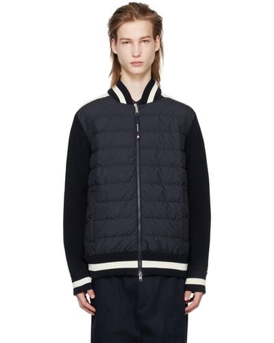 Moncler Navy Quilted Down Cardigan - Black