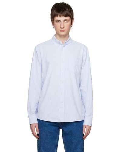Nudie Jeans Blue John Summer Shirt - White
