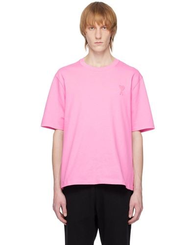 Ami Paris De Coeur T Shirt - Pink