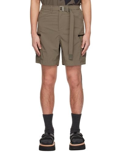 Sacai Taupe Belted Shorts - Multicolour