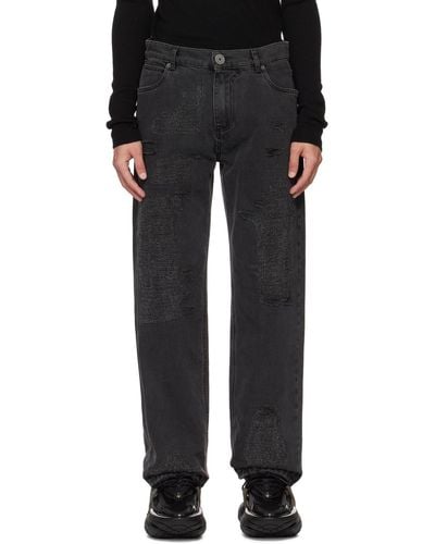 Balmain Distressed Jeans - Black