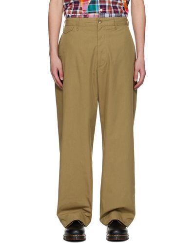 Engineered Garments Khaki Officer Trousers - Natural