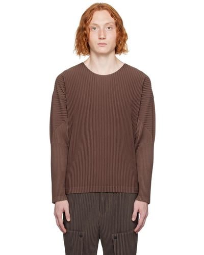 Homme Plissé Issey Miyake T-shirt à manches longues monthly color september brun - Marron