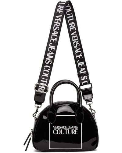 Versace Black Patent Logo Handle Bag