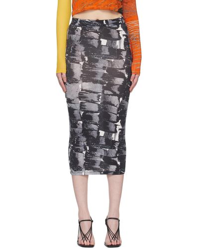 Louisa Ballou Graphic Midi Skirt - Black